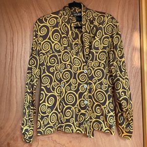Escada Silk Swirl Long Sleeve Blouse